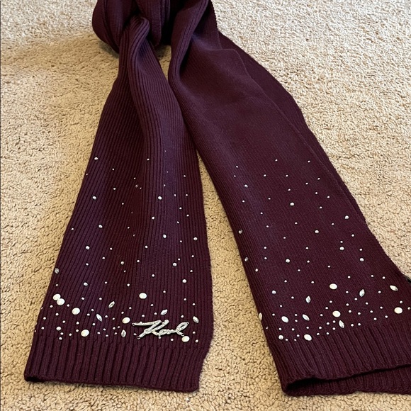 Karl Lagerfeld Burgundy Scarf with White Speckles - Picture 5 of 5